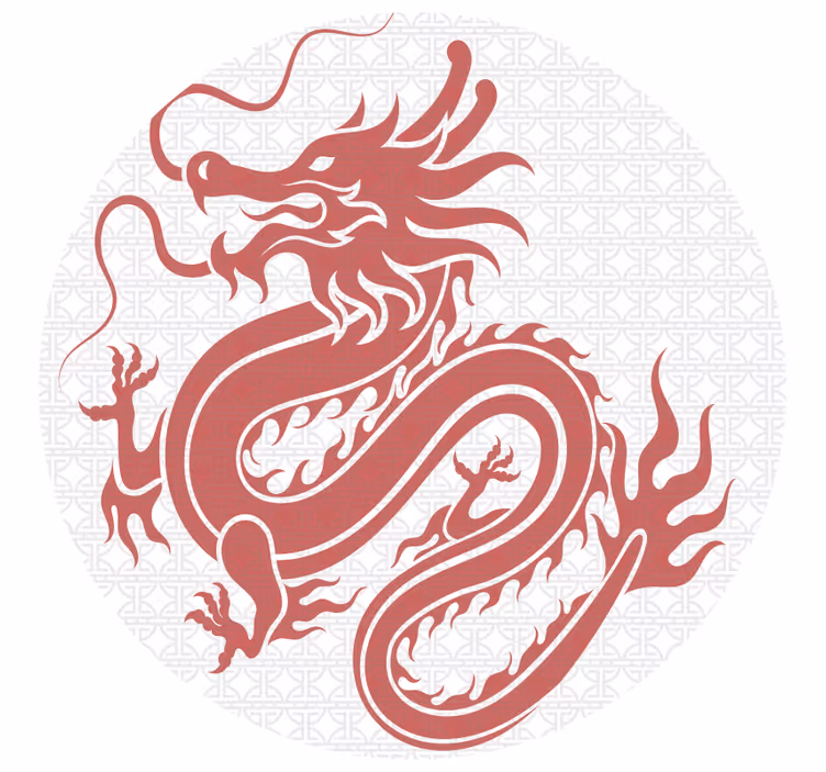 Estore de rolo quarto dragões tibetanos fundo branco - TenStickers
