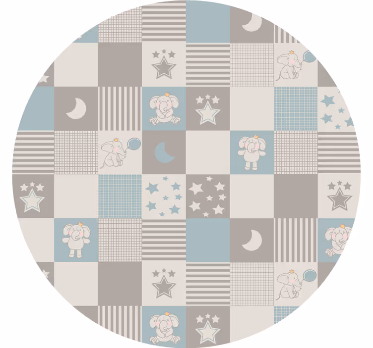 Estore de rolo quarto azulejos nórdicos azuis com elefantes - TenStickers