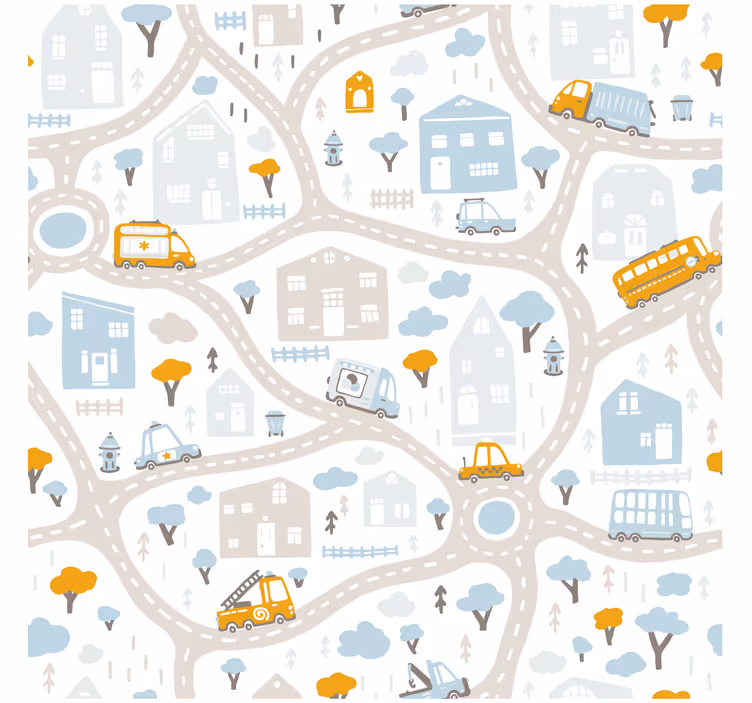 Estore de rolo infantil mapa de estrada doodle - TenStickers