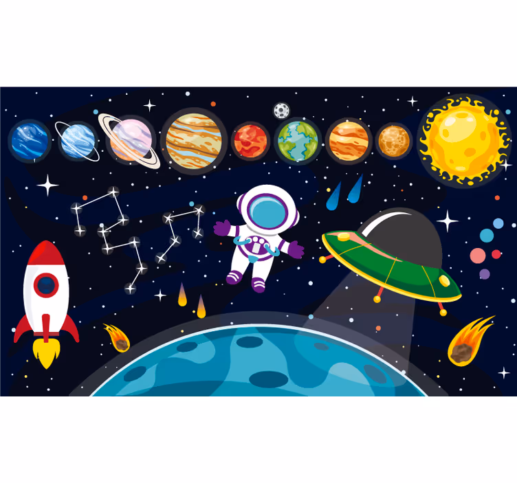 Estore de rolo infantil espaço colorido em cartoon - TenStickers