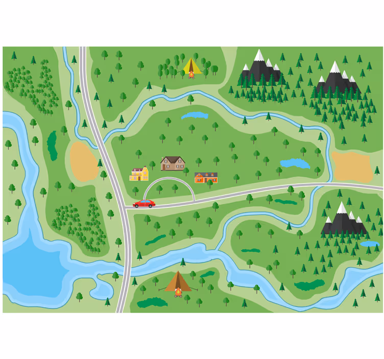 Estore de rolo infantil mapa de estrada na montanha - TenStickers