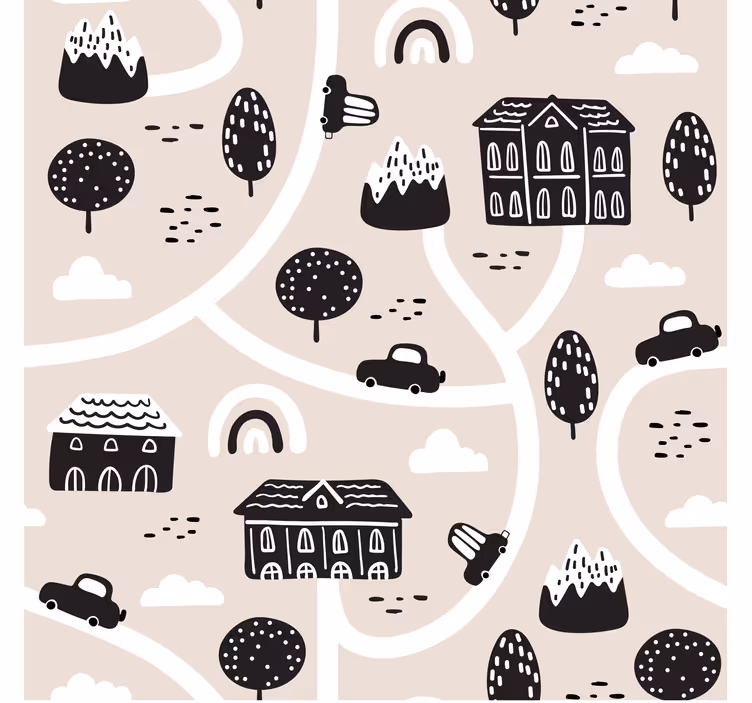 Estore de rolo infantil estradas pretas e brancas - TenStickers