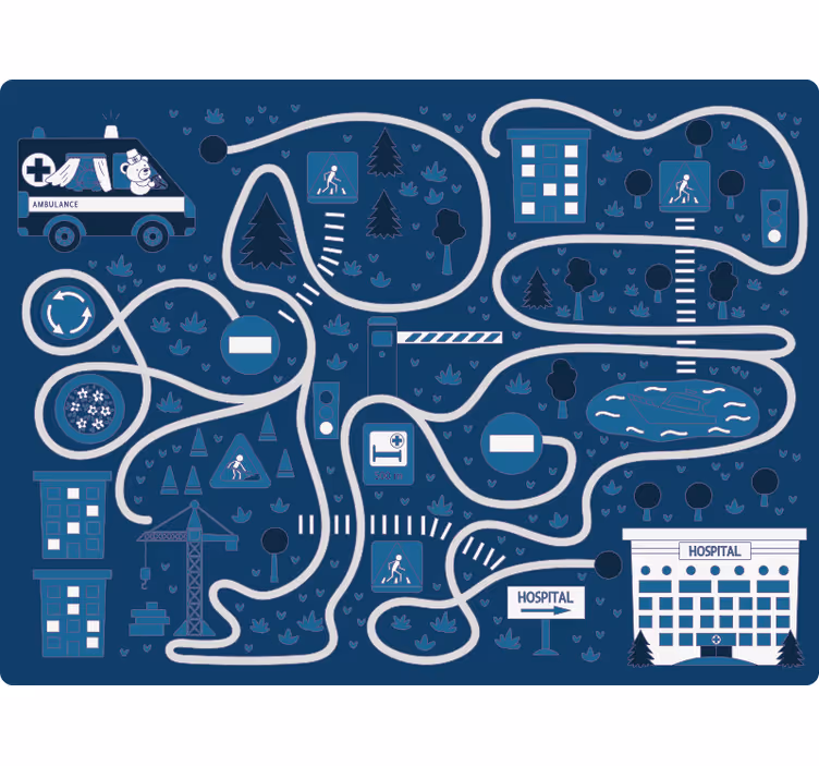 Estore de rolo infantil estrada azul nórdica - TenStickers