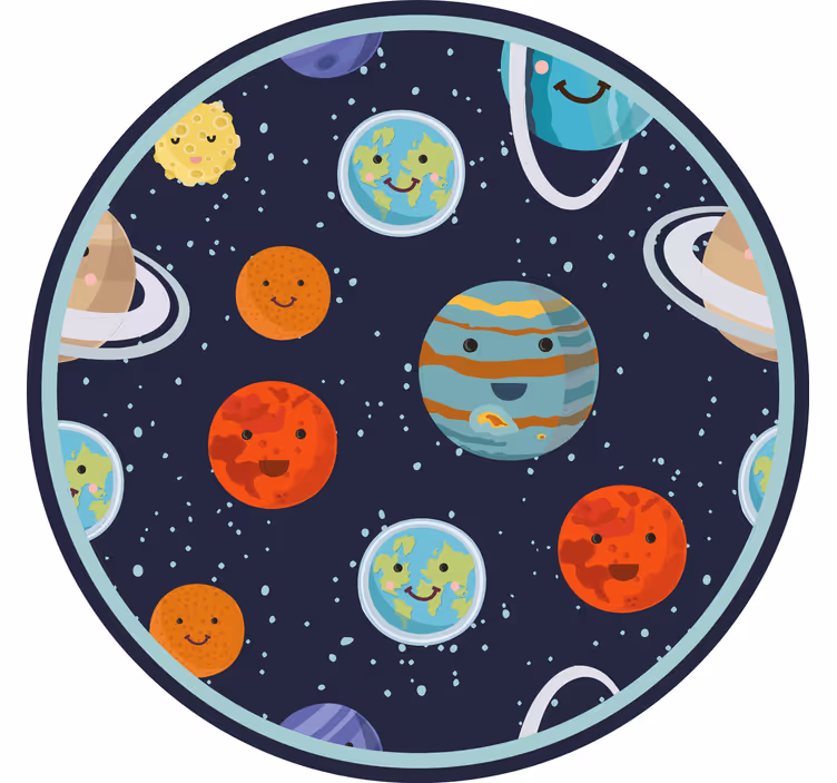 Estore de rolo infantil círculo de planetas sorridentes - TenStickers
