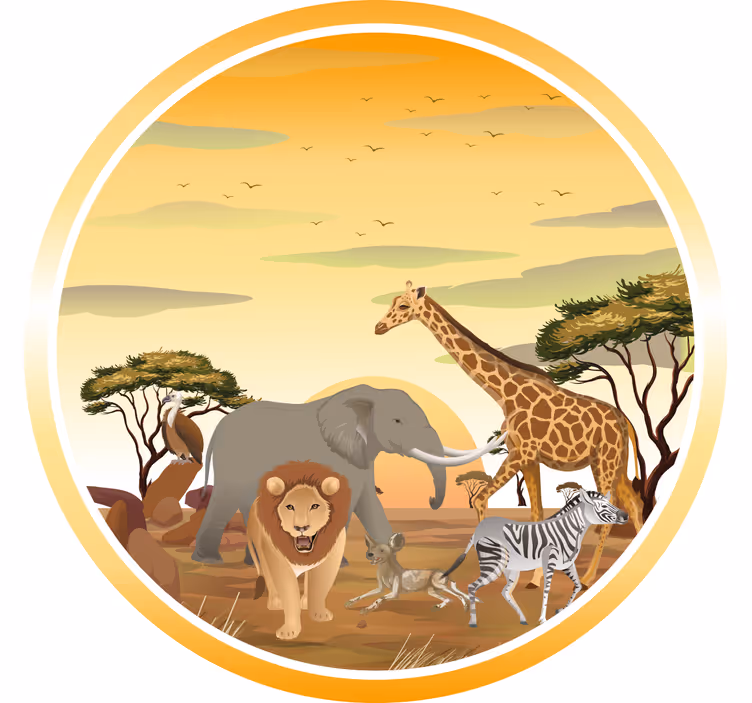 Estore de rolo infantil animais africanos e plantas - TenStickers
