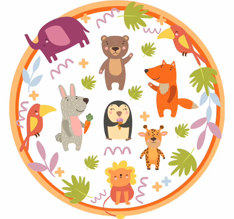 Estore de rolo infantil com animais de zoológico fofos - TenStickers