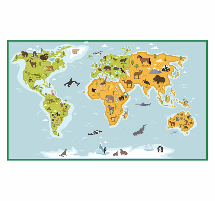 Estore de rolo infantil mapa mundi vintage azul - TenStickers