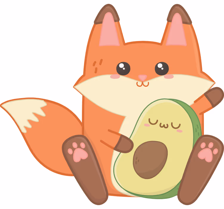 Estore de rolo infantil raposa kawaii com abacate - TenStickers