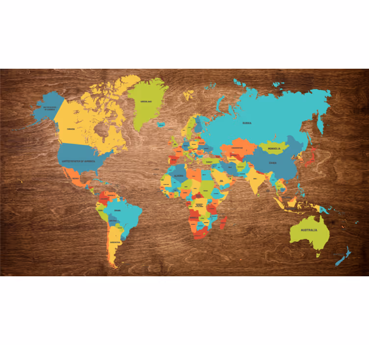 Estore de rolo infantil mapa-múndi triplo de madeira - TenStickers