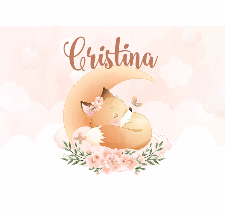 Estore de rolo infantil raposa fofa com nome - TenStickers
