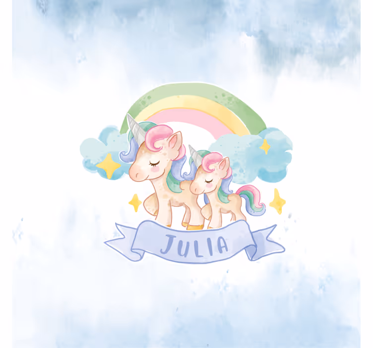 Estore de rolo infantil unicórnios felizes sobre o arco-íris - TenStickers