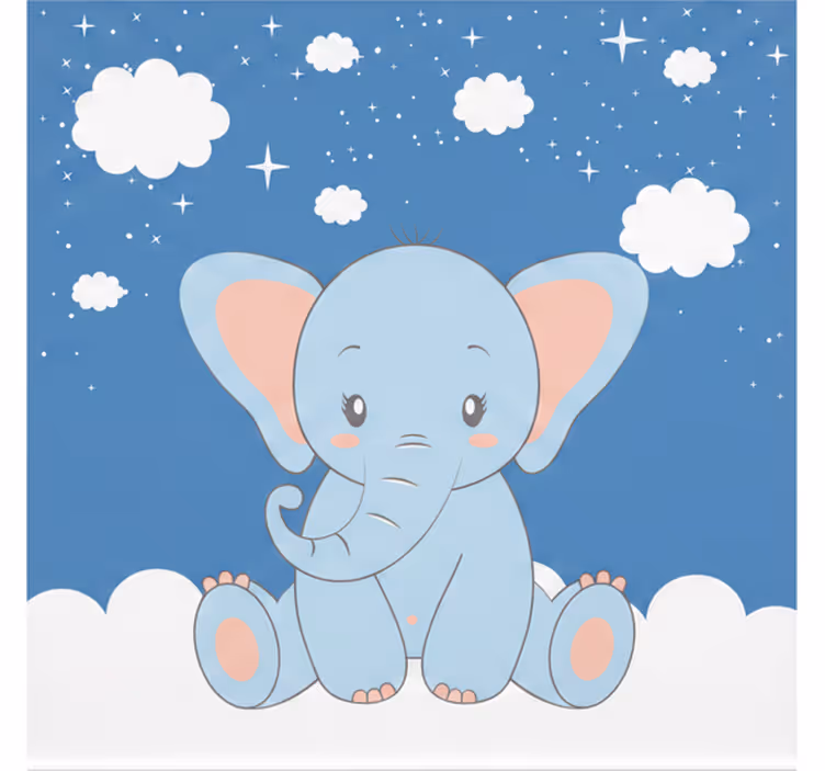 Estore de rolo infantil elefante azul fofo em desenho - TenStickers