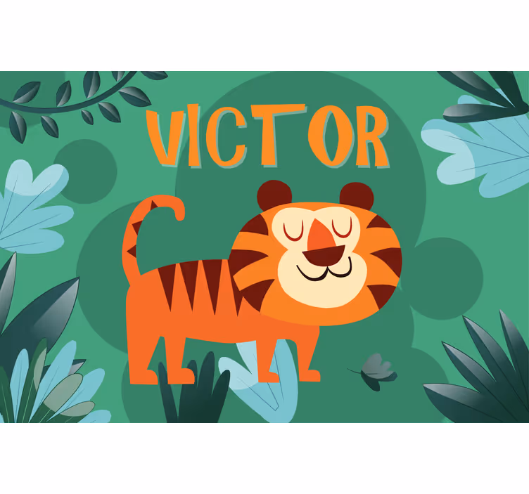 Estore de rolo infantil tigre fofo para menino com nome - TenStickers