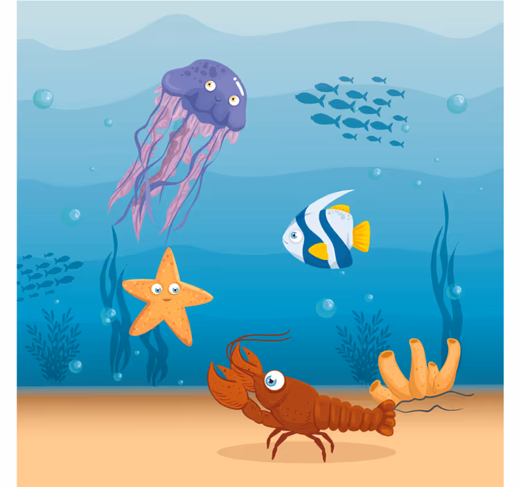 Estore de rolo infantil vida marinha em desenho - TenStickers