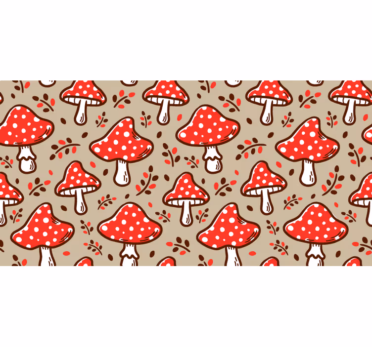 Estore de rolo bege cogumelos típicos em fundo bege - TenStickers