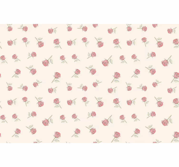 Estore de rolo bege com padrão de rosas românticas - TenStickers