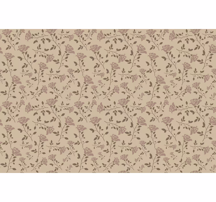 Estore de rolo bege com padrão de rosa vintage marrom - TenStickers