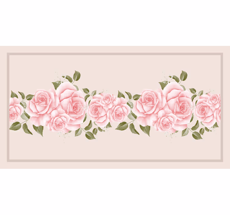 Estore de rolo bege com padrão de rosas rosa vintage - TenStickers