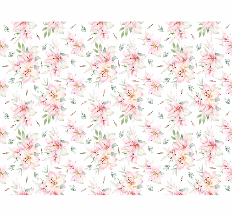 Estore de rolo branco design floral lírios rosa aquarela - TenStickers