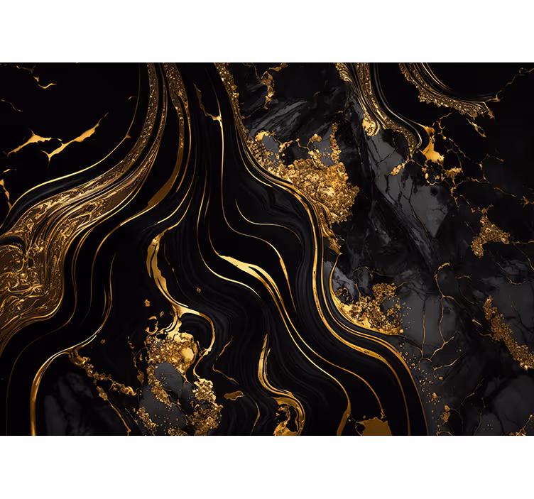 Estore de rolo texturas e padrões mármore preto e dourado - TenStickers