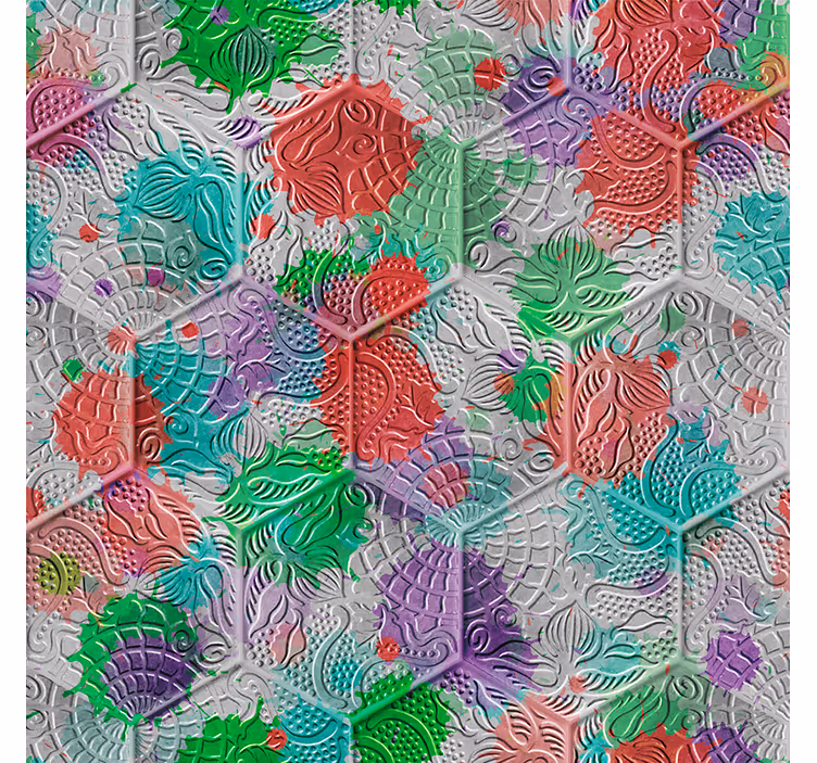 Estore de rolo vintage com azulejos gaudí manchados - TenStickers