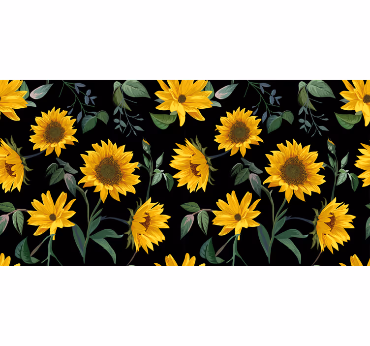 Estore de rolo preto girassóis fundo preto - TenStickers