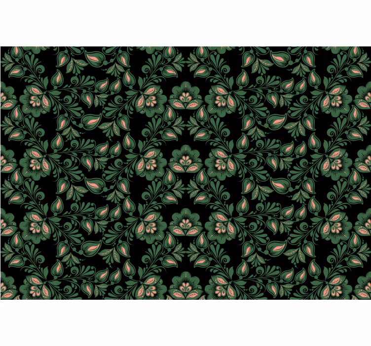 Estore de rolo preto estilo floral russo - TenStickers