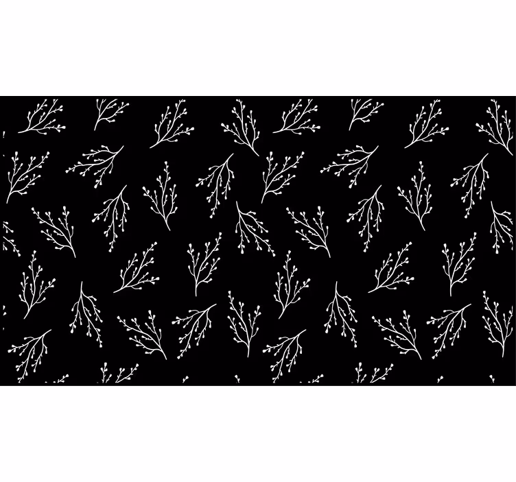 Estore de rolo preto ramos finos nórdicos preto e branco - TenStickers
