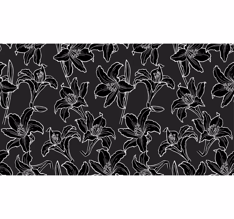 Estore de rolo preto plantas preto e branco - TenStickers