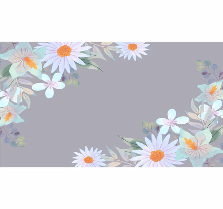 Estore de rolo cinzento flores aquareladas cinza e azul - TenStickers