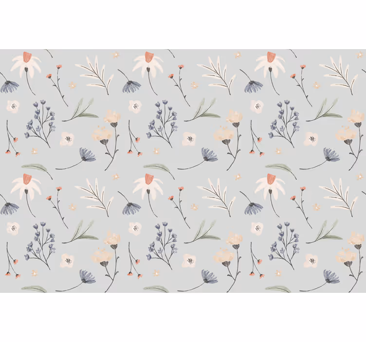 Estore de rolo cinzento padrão floral hamptons - TenStickers