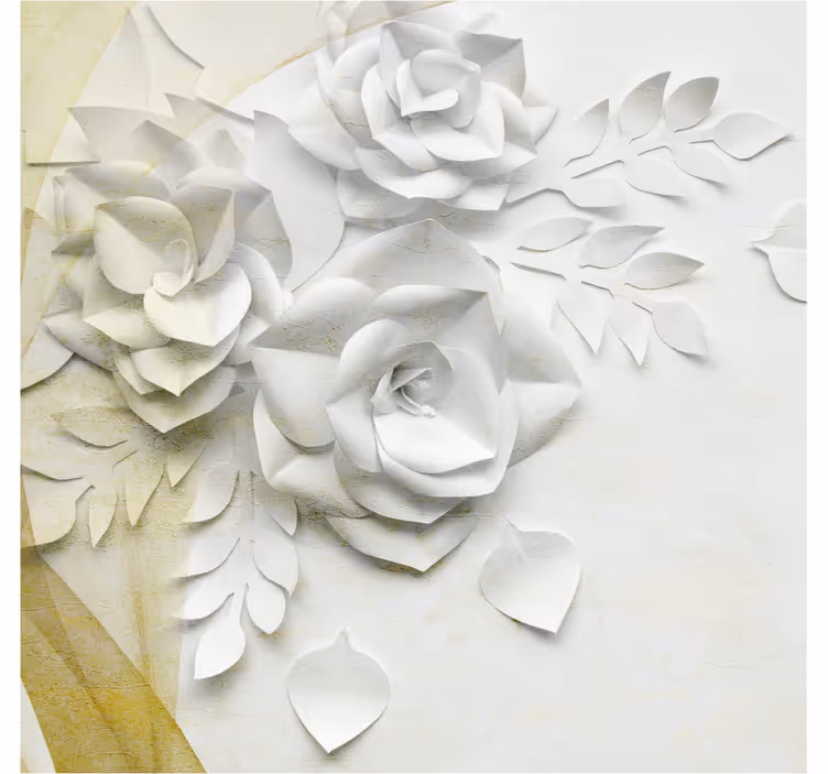 Estore de rolo casa de banho flores brancas e douradas - TenStickers