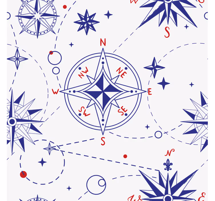 Estore de rolo casa de banho bússola azul marinho e vermelha - TenStickers