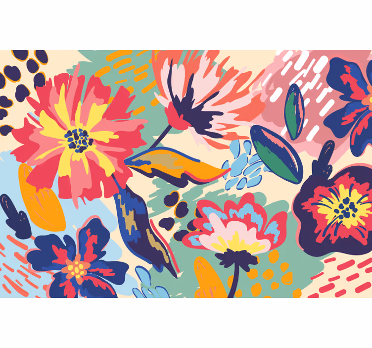 Estore de rolo casa de banho moderno com flores pintadas - TenStickers