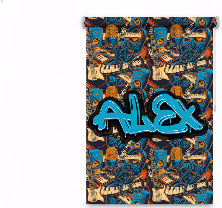 Estore de rolo juvenil grafite musical personalizado - TenStickers