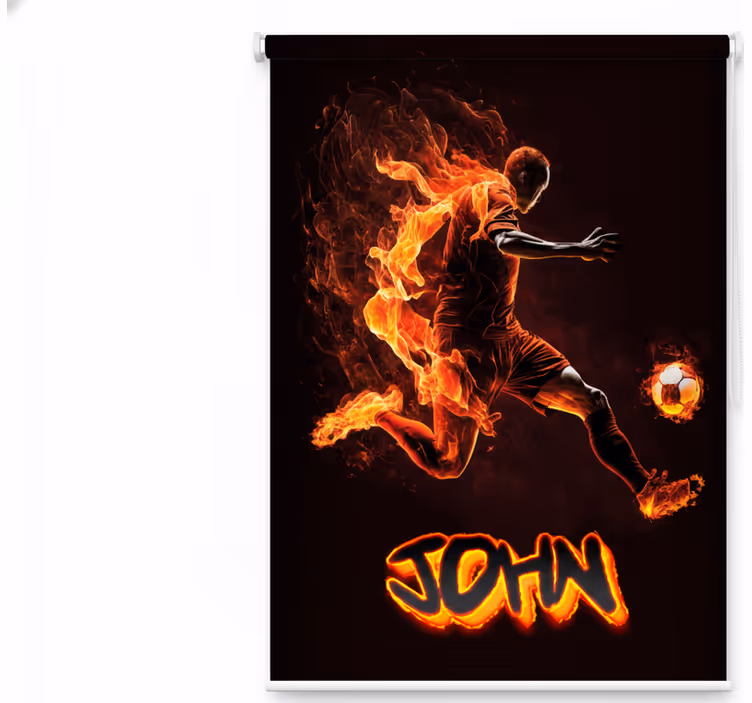 Estore de rolo juvenil jogador de futebol em chamas - TenStickers