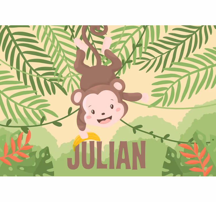 Estore de rolo divertidos macaco bebê fofo na árvore - TenStickers