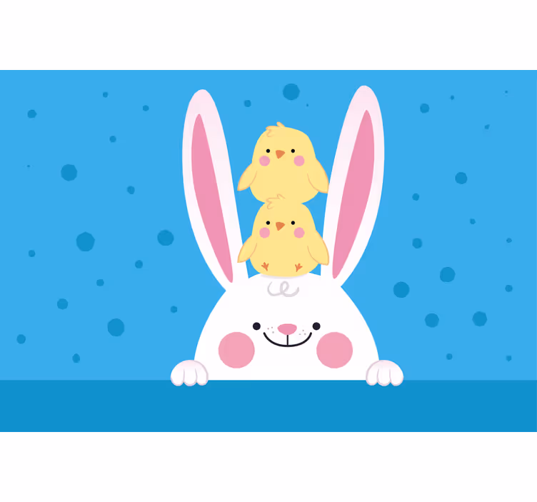 Estore de rolo divertidos coelho com galinhas - TenStickers