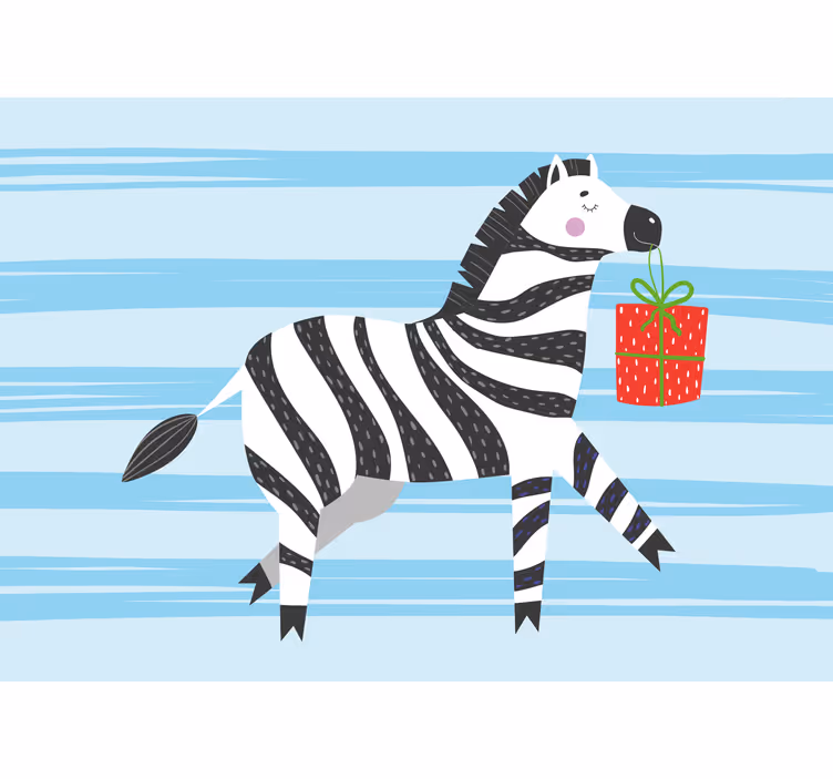 Estore de rolo divertidos aniversário feliz zebra - TenStickers