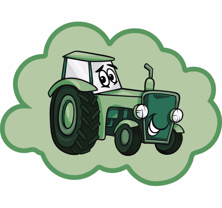 Estore de rolo divertidos trator verde - TenStickers