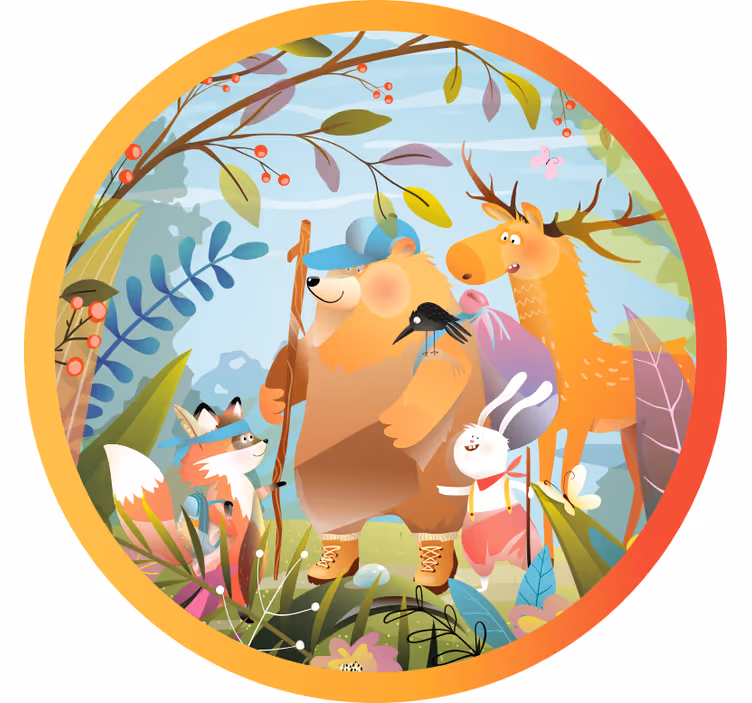 Estore de rolo divertidos amigos animais na floresta - TenStickers