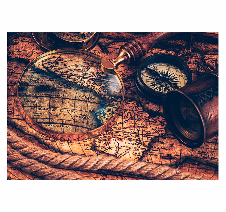 Estore de rolo do mapa mundial mapa-múndi pintado de marrom - TenStickers