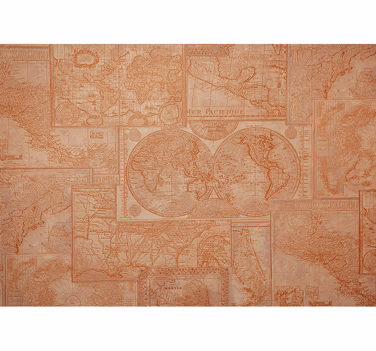 Estore de rolo do mapa mundial mapa-múndi físico vintage - TenStickers
