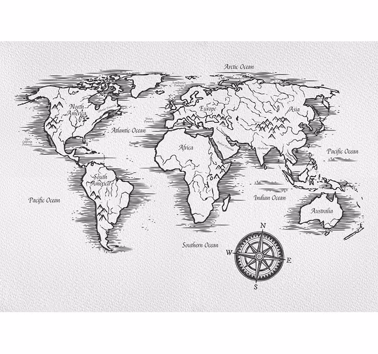 Estore de rolo do mapa mundial desenho elegante do mapa - TenStickers