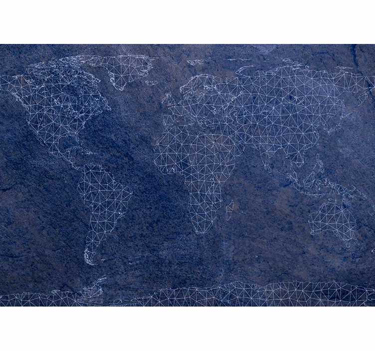 Estore de rolo do mapa mundial mapa-múndi azul conectado - TenStickers