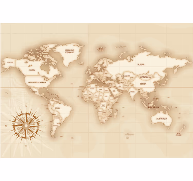 Estore de rolo do mapa mundial mapa mundial vintage - TenStickers