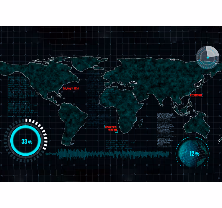 Estore de rolo do mapa mundial mapa mundial futurista - TenStickers