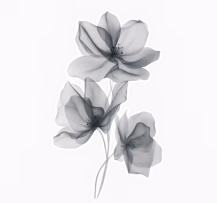 Estor de flores cinzas translúcidas - TenStickers