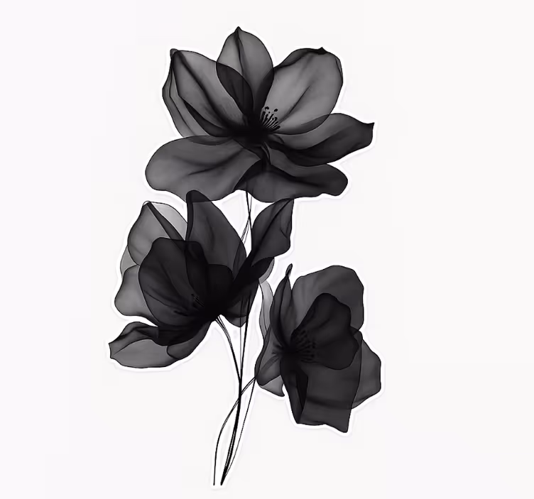 Estor de flores pretas translúcidas - TenStickers