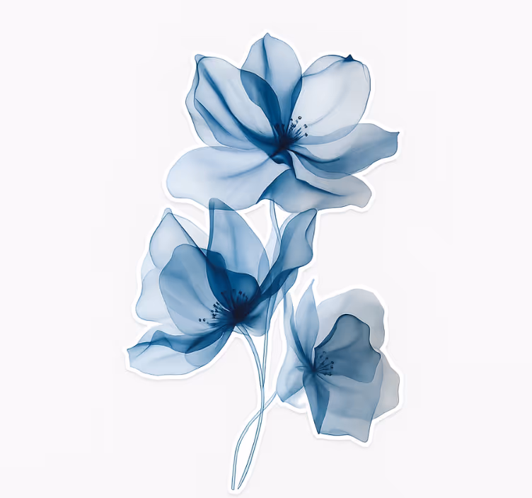 Estor de flores azuis translúcidas - TenStickers